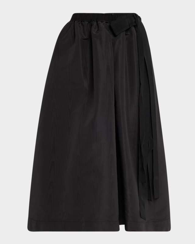 Bow Silk Midi Skirt